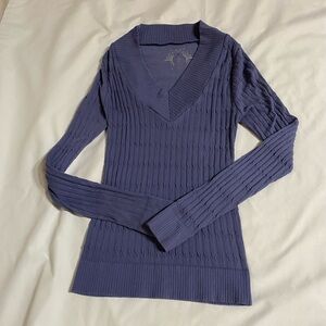 Vintage Y2K Ribbed Sweater woman’s size Small. Slate Blue Color. 3/4” sleeves.